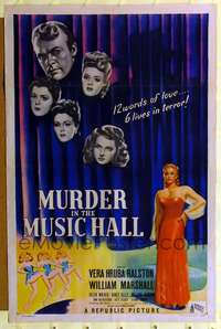 m426 MURDER IN THE MUSIC HALL one-sheet movie poster '46 sexy Vera Hruba Ralston!