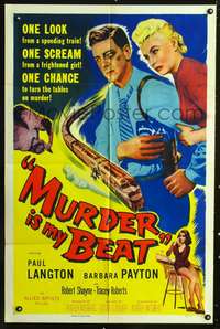 m427 MURDER IS MY BEAT one-sheet movie poster '55 Edgar Ulmer film noir!