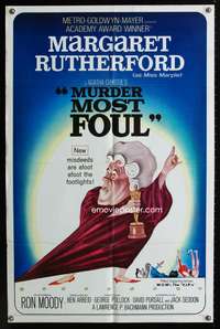 m428 MURDER MOST FOUL one-sheet movie poster '64 Margaret Rutherford, Agatha Christie