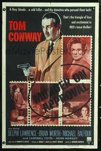 m429 MURDER ON APPROVAL one-sheet movie poster '56 detective Tom Conway, English noir!