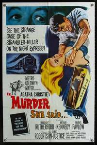 m430 MURDER SHE SAID one-sheet movie poster '61 Margaret Rutherford, Agatha Christie classic!