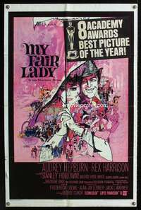 m439 MY FAIR LADY one-sheet movie poster '64 Audrey Hepburn, Rex Harrison, Bob Peak art!