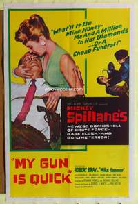 m442 MY GUN IS QUICK one-sheet movie poster '57 tough Mickey Spillane!