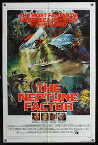 m455 NEPTUNE FACTOR one-sheet movie poster '73 John Berkey giant fish sci-fi art!