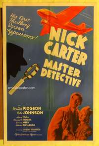 m459 NICK CARTER MASTER DETECTIVE one-sheet movie poster '39 Walter Pidgeon