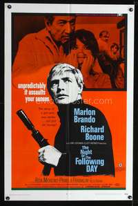 m461 NIGHT OF THE FOLLOWING DAY one-sheet movie poster '69 Marlon Brando, Richard Boone