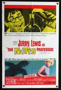 m468 NUTTY PROFESSOR one-sheet movie poster '63 wacky Jerry Lewis, Stella Stevens