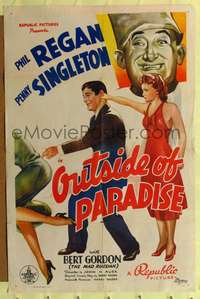 m480 OUTSIDE OF PARADISE one-sheet movie poster '38 Penny Singleton, Phil Regan