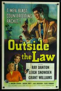 m481 OUTSIDE THE LAW one-sheet movie poster '56 T-Man Ray Danton, film noir!
