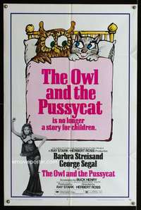 m483 OWL & THE PUSSYCAT one-sheet movie poster '71 sexy Barbra Streisand!