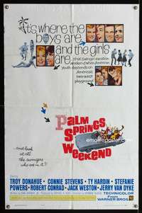 m488 PALM SPRINGS WEEKEND one-sheet movie poster '63 Troy Donahue, teen swingers in California!