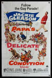 m490 PAPA'S DELICATE CONDITION one-sheet movie poster '63 Jackie Gleason, Glynis Johns