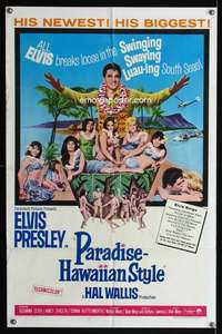 m495 PARADISE - HAWAIIAN STYLE one-sheet poster '66 Elvis Presley on the beach with sexy babes!