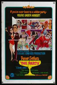 m502 PARTY style A one-sheet movie poster '68 Peter Sellers, Blake Edwards, cool artwork!