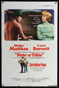 m510 PETE 'N' TILLIE one-sheet movie poster '73 Walter Matthau, Carol Burnett, Martin Ritt