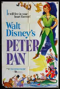 m511 PETER PAN one-sheet movie poster R69 Walt Disney fantasy cartoon classic!