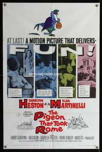 m519 PIGEON THAT TOOK ROME one-sheet movie poster '62 Charlton Heston, Elsa Martinelli