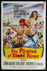 m523 PIRATES OF BLOOD RIVER one-sheet movie poster '62 Kerwin Mathews, Hammer