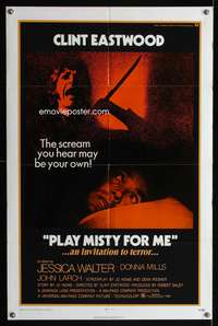 m527 PLAY MISTY FOR ME one-sheet movie poster '71 classic Clint Eastwood!