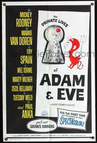 m545 PRIVATE LIVES OF ADAM & EVE one-sheet movie poster '60 Mamie Van Doren, Mickey Rooney