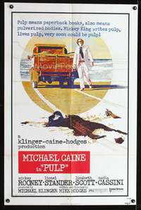 m548 PULP one-sheet movie poster '72 Michael Caine, Mickey Rooney, wild murder artwork!