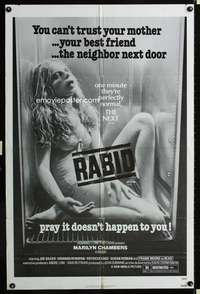 m552 RABID one-sheet movie poster '77 Marilyn Chambers, David Cronenberg, gruesome!