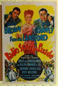 m556 RADIO STARS ON PARADE one-sheet movie poster '45 Wally Brown, Alan Carney, Frances Langford