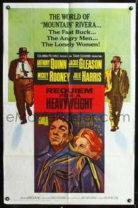 m564 REQUIEM FOR A HEAVYWEIGHT one-sheet '62 Anthony Quinn, Jackie Gleason, Mickey Rooney, boxing!