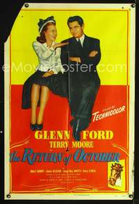 m565 RETURN OF OCTOBER one-sheet movie poster R55 Glenn Ford, Terry Moore