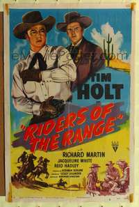 m570 RIDERS OF THE RANGE one-sheet movie poster '49 cool art of cowboy Tim Holt!