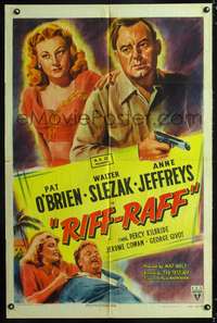 m572 RIFF-RAFF one-sheet movie poster '47 Pat O'Brien, Anne Jeffreys, film noir!