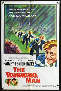 m578 RUNNING MAN one-sheet movie poster '63 Laurence Harvey, Carol Reed