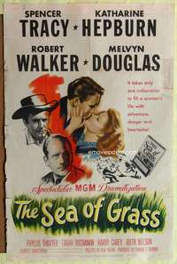 m591 SEA OF GRASS one-sheet movie poster '47 Spencer Tracy, Katharine Hepburn, Robert Walker