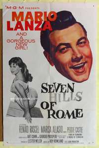 m596 SEVEN HILLS OF ROME one-sheet movie poster '58 Mario Lanza, sexy Marisa Allasio!