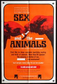 m597 SEX & THE ANIMALS one-sheet movie poster '69 the amazing evolution of sex!