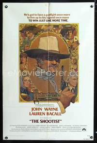 m601 SHOOTIST one-sheet movie poster '76 best Richard Amsel artwork of John Wayne!