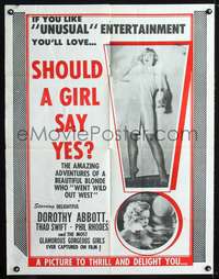 m602 SHOULD A GIRL SAY YES 28x36 one-sheet movie poster '48 she should!