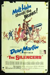 m604 SILENCERS one-sheet movie poster '66 outrageous image of Dean Martin & the Slaygirls!
