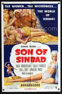 m618 SON OF SINBAD one-sheet movie poster '55 Howard Hughes, super sexy harem women!