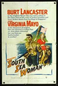 m622 SOUTH SEA WOMAN one-sheet movie poster '53 Burt Lancaster, sexy Virginia Mayo!