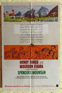 m624 SPENCER'S MOUNTAIN one-sheet movie poster '63 Henry Fonda, Maureen O'Hara