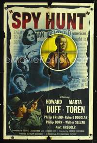 m628 SPY HUNT one-sheet movie poster '50 Howard Duff, Marta Toren, cool image!