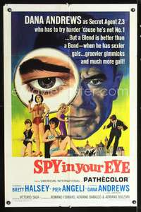 m629 SPY IN YOUR EYE one-sheet movie poster '66 Dana Andrews has sexier gals and groovier gimmicks!