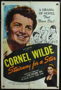 m633 STAIRWAY FOR A STAR one-sheet movie poster '47 huge Cornel Wilde image!