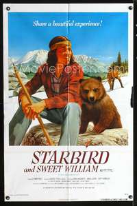 m637 STARBIRD & SWEET WILLIAM one-sheet movie poster '75 Native American Indian & bear cub!