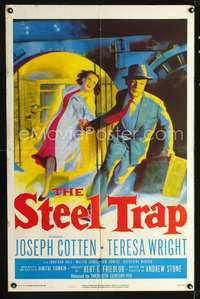 m639 STEEL TRAP one-sheet movie poster '52 Joseph Cotton & Teresa Wright stole a million dollars!