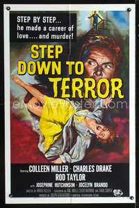 m641 STEP DOWN TO TERROR one-sheet movie poster '59 cool noir murder artwork!