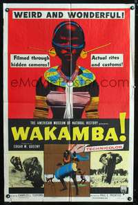m723 WAKAMBA one-sheet movie poster '55 weird & wonderful African tribe!