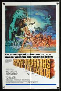 m743 WHEN DINOSAURS RULED THE EARTH one-sheet movie poster '71 sexy savage cavewoman!