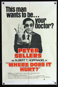 m746 WHERE DOES IT HURT one-sheet movie poster R78 Peter Sellers wants to be your doctor?